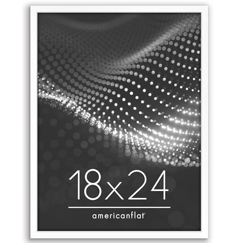 Image of Americanflat 18x24 Poster Frame with Polished Plexiglass - Streamline Collection - Thin Border Picture Frame for Wall Display - Hanging Hardware Included - White