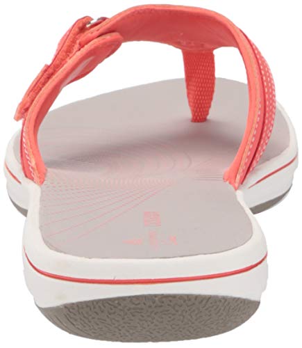 Clarks Women's Breeze Sea Flip-Flop, Bright Coral Synthetic, 10 #TOP2