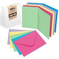 50er Set Klappkarten Blanko mit Umschlag: Klapp-Karten zum Selbstgestalten, Beschriften oder Bedrucken für Grußkarten, Hochzeitseinladungen, Postkarten und handgemachte Karten - DIN A6/C6, Farbig Bunt