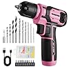 WORKPRO Pink Cordless Drill Set, 8V Impact Drill Driver with 53pcs Bit Set, 2.0Ah Electric Power Drill Kit with 3/8″ Keyless Chuck and Variable Speed Trigger, Portable for DIY- Pink Ribbon