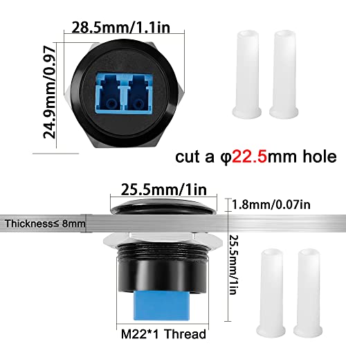 QIANRENON LC Fiber Embedded Threaded Fixed Mount Adapter LC Female to Female Panel Mount network Connector Module LC Duplex Singlemode,installed in equipment cabinet panel desktop ground plug - Image 4