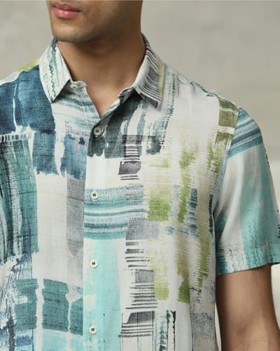 Image of MUFTI Multicolor Abstract Slim Fit Shirt