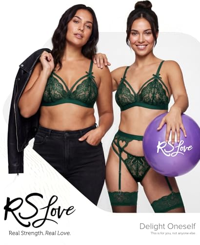 Image of RSLOVE Women Lingerie Set with Garter Belt | Heart Cutout Lace Design, Adjustable Fit, Soft Stretch Fabric, 3 Piece Romantic Lingerie Set