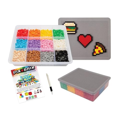 Cefa Toys PIX BRIX PIXEL ART CONTAINER 6000 Stück, verschiedene Farben, mittlere Reihe, klein