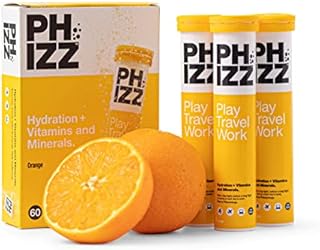 Phizz Electrolytes, Multivitamin & Hydration Effervescent 60 Tablets - 18 Vitamins & Minerals, Vitamin C, Add to Your Water Bottle, Vegan, Vegetarian & Low Calorie (Orange)