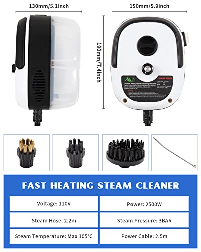 Handheld Steam Cleaner, 2500W High Pressure Steam Cleaner, With 3 Brush Heads, Towel, Sponge, High Temperature Fast Heating Steamer For Home Use, Car Detailing, Kitchen, Bathroom, Furniture,Etc. #TOP5