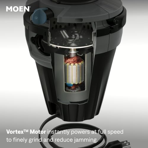 Image of Moen Chef Series 1 HP Continuous Feed Lighted Garbage Disposal with Sound Reduction for Under Sink, Power Cord Included, EXL100C