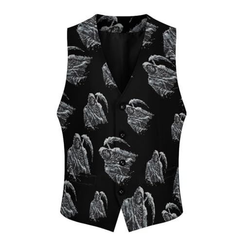 Grim Reaper Novelty Men's Suit Vest Funny Formal Dress Vests Business Waistcoat3