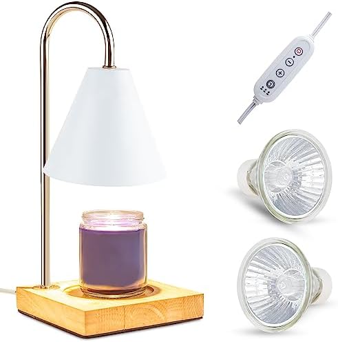Uplight Candle Warmer Lamp for Jar Candles- Dimmable Candle Lamp, Stylish Electric Candle Warmer Lantern, Long-lasting Candle Warmer Lamp with Timer- White
