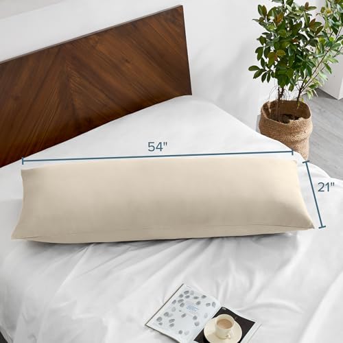 Image of Bare Home Microfiber Body Pillow Cover - Ultra Soft - Cooling Pillowcase - Double Brushed - Pillowcase with Zipper Closure - Easy Care (21''x54'' Body Pillow Cover, Sand)