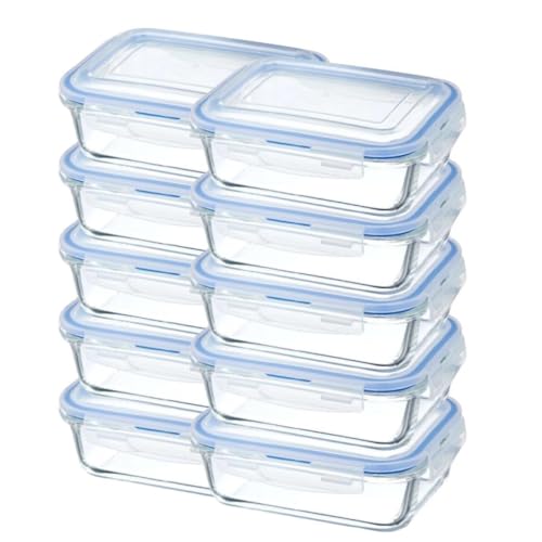 Kit 10 Potes Hermético Marmita 370 ML Rentangular