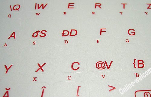 Pegatinas transparentes con letras rojas para teclados miniatura 3