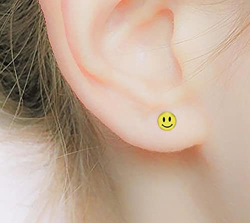 Smiley Face Logo 925 Sterling Silver Stud Earring. Sold by Pair4