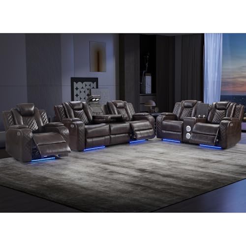 CANMOV Power Recliner Sofa Set with LED Lights