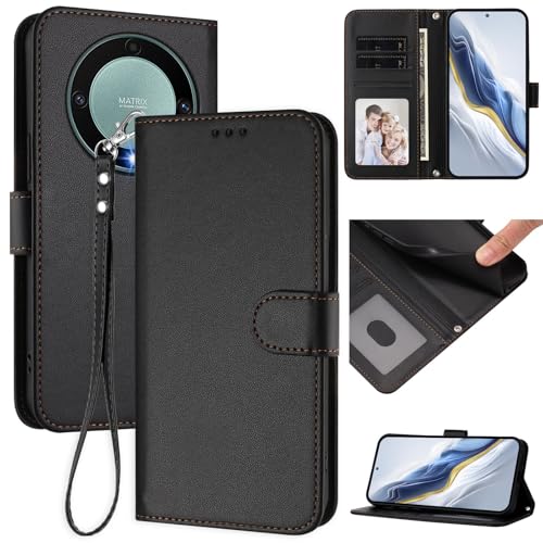 Pzwoxukhov Compatible with Honor X9A 5G / X40 5G Case Cover,Compatible with Honor Magic 5 Lite Phone Case,Solid Color flip Shockproof Case Cover Black