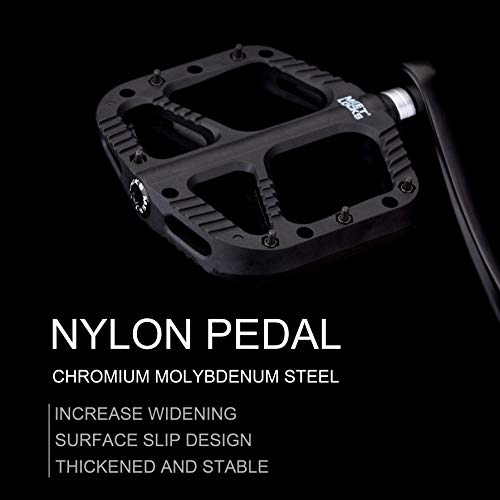 Meetlocks Mtb Bmx Bike Pedals Nylon Fiber Bicycle Platform 9/16" Screw Thread Spindle Ultra Du/Sealed Bearings,Black #TOP4