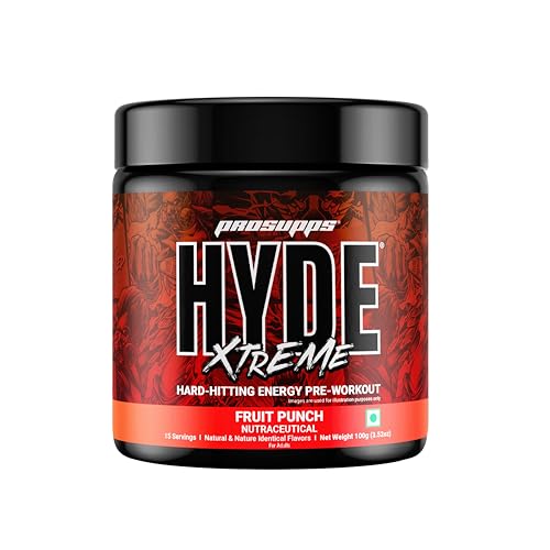 Image of HYDE Xtreme - Hard Hitting Energy Pre Workout Supplement | Caffeine, Beta-alanine, Creatine HCl, L-arginine | For Muscle Pump, Vascularity, Strength and Focus | 15 servings (Fruit Punch)