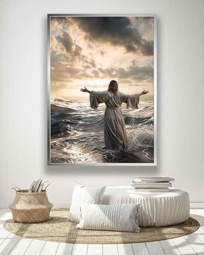 Jésus marchant sur l'eau décoration murale pour salon et coin prière calme