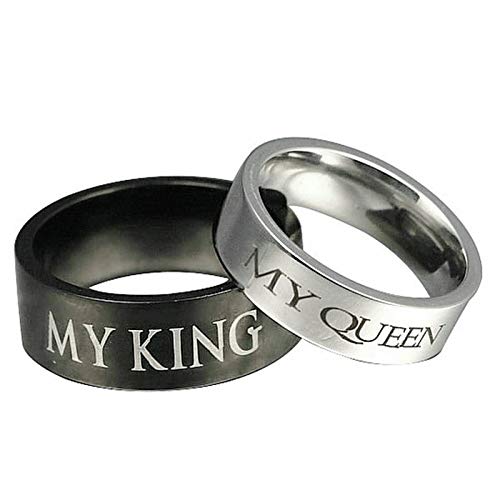 Bague couple acier inoxydable alliance homme femme My King My Queen
