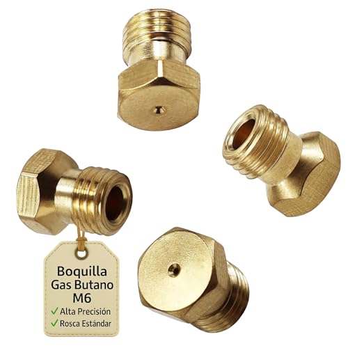 RECAMBIOS DREYMA Kit Inyectores Chicles Gas Boquillas M6 Alta Precisión Conversión Universal Cocina Estufas 4 Quemadores Compatibles Natural Butano Latón Rosca Estándar Fácil Instalación Durable