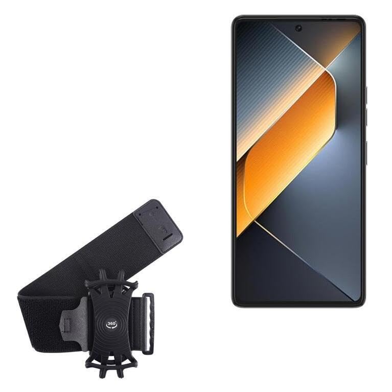 BoxWave Holster Compatible with Tecno Pova 6 Pro - ActiveStretch Sport Armband, Adjustable Armband for Workout and Running - Jet Black