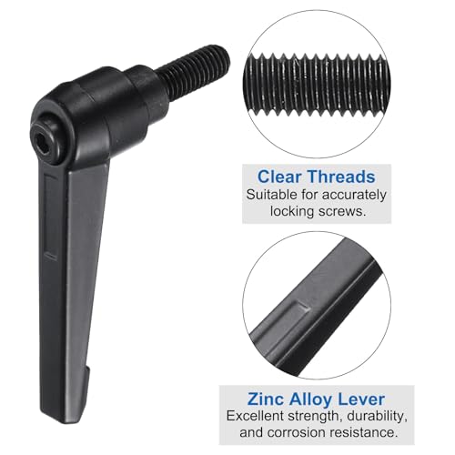 Image of uxcell 4pcs Clamping Lever Adjustable Handle Set Metric M8 x 20mm Male & M8 Female Thread Level Handles Hand Stud Knobs Quick Release Black for Lathe Machinery