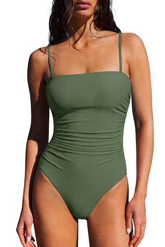 Image of SUUKSESS Women Sexy One Piece Swimsuit Tummy Control Square Neck Bathing Suit