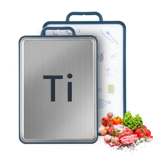 Titanium Chopping Board Double Sided Cutting Board for Kitchen Titanium & PP Food Grade Metal Chopping Board Large Cutting Board for Meat Vegetables Fruits Dishwasher Safe 40x27cm