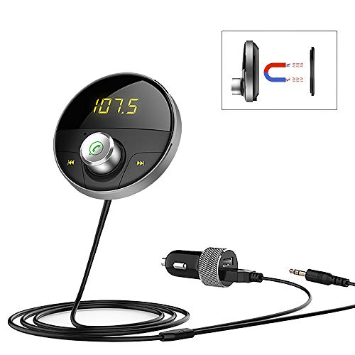 Youpin Receptor Bluetooth, kit de manos libres con Bluetooth, adaptador manos libres para autos con conector de 3,5 mm y transmisor FM inalámbrico
