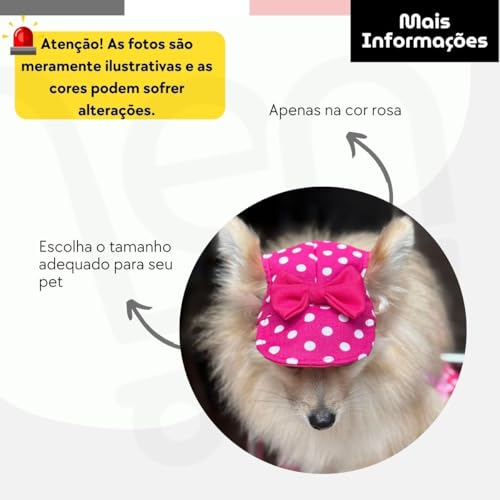Boné Viseira Pet para Cachorro com Laço Rosa Acessório Ajustavel em Tecido (X-pequeno)
