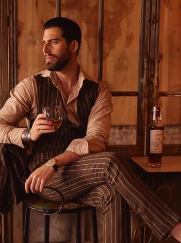 HZUOU Peak Lapel Striped Mens Suits Regular Fit Single Breasted Wedding Tuxedos for Men Groom 3 Piece Blazer Pants Set UOU314