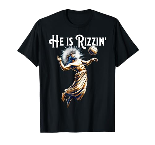 Funny Rizz He is Rizzin Jesus playing Volleyball T-Shirt