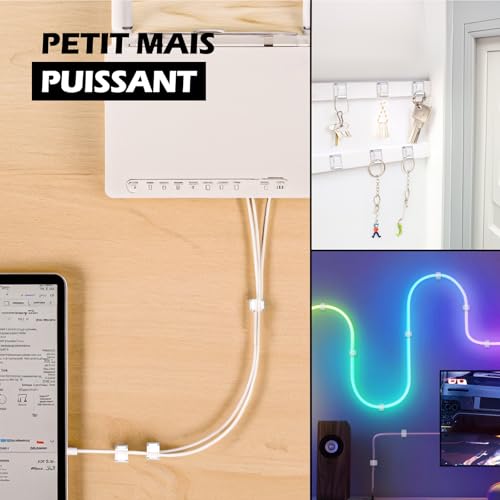 AGPTEK 60 PCS Clips Câbles Adhésifs, Attaches Ethernet Plats, Transparent – vue 4