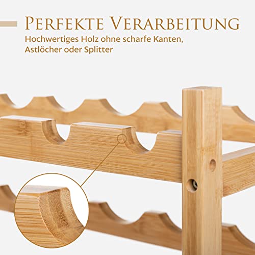 Foto von VINOMENTO Weinregal Holz, 24 Flaschen, Flaschenregal Stapelbar, Getränkeregal Erweiterbar, Weinregal Stapelbar, Flaschenaufbewahrung, Flaschenregal Holz, Weinflaschenregal