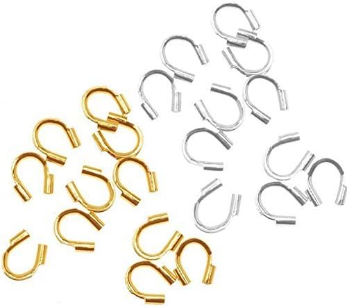 HYBEADS 250pcs Silver And 250pcs Gold Wire Protector Wire Guard Guardian Protectors Loops U Shape Accessories for Jewelry