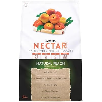 Syntrax Nectar Naturals, All Natural Whey Protein Isolate, Smooth & Juicy, Natural Peach, 2 lbs.