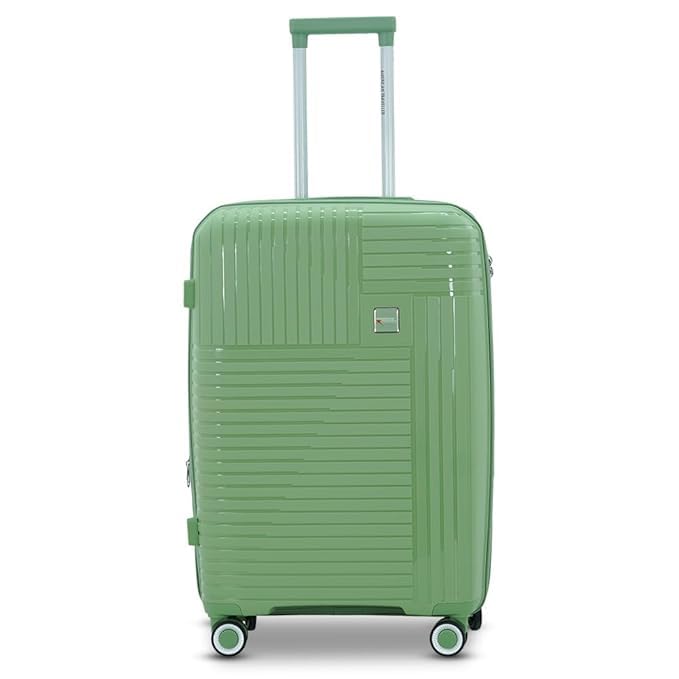 Image of AMERICAN TRAVELLER Touris Travel Trolley Bag Single Small | Lightweight Expandable Polypropylene Hard Shell | Large Suitcase with TSA Lock | 8 Lego Wheels | Travel Luggage for Men & Women (20, Green)