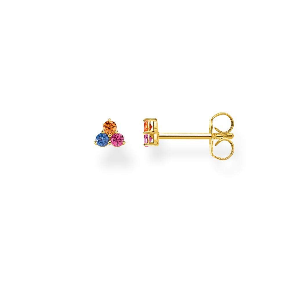 THOMAS SABO Single ear stud Colourful stones, gold 925 Sterling Silver, 18k Yellow Gold Plating