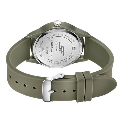 Image of SF Field with Quartz Analog Khaki Dial Khaki Silicon Strap Watch for Men - 77211PP04W