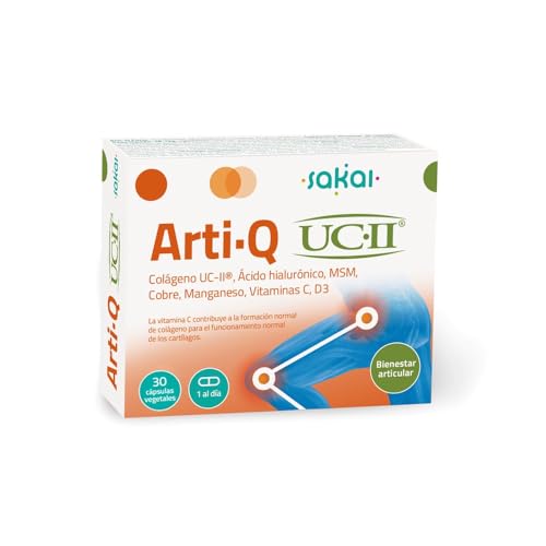 ARTI-Q UC-II® | MOVILIDAD ARTICULAR Y SALUD DEL CARTÍLAGO | Con Colágeno tipo II nativo, MSM, Ácido Hialurónico, Vitaminas C y D3 | 30 cápsulas vegetales – SAKAI
