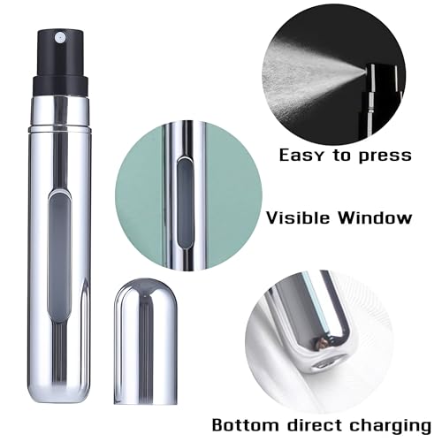 8ML Portable Mini Separate Perfume Bottle, Refillable Perfume Portable Atomizer Bottle Refillable Perfume Spray, Refill Pump Case for Traveling and Outgoing (4 Pack)4
