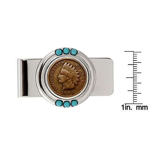 Coin Money Clip - 1800's Indian Penny | Brass Moneyclip Layered in Silver-Tone Rhodium | Holds Currency, Credit Cards, Cash | Genuine U.S. Coin | Includes a Certificate of Authenticity2