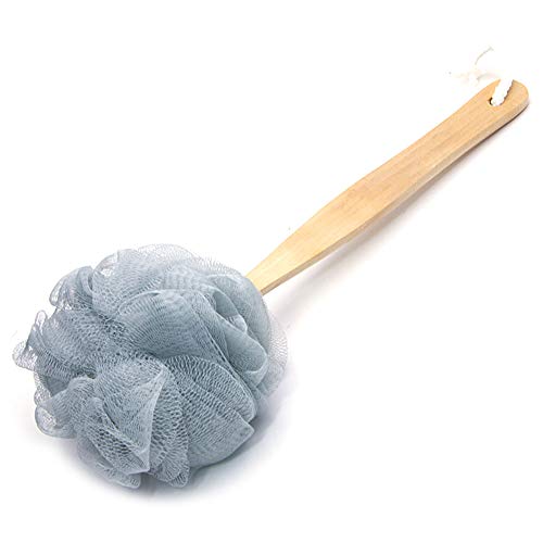 ODDIER Bath Sponge & Brush Long Handle Loofah Shower & Bath Exfoliating Scrubber Body Back Brush Pouf Mesh for Men & Women Grey (Grey)