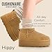 CUSHIONAIRE Hippy Women’s Platform Ankle Boots – Genuine Suede, Faux Fur Lining, Cozy Winter Slip-On Design boots for women, CHESTNUT 10
