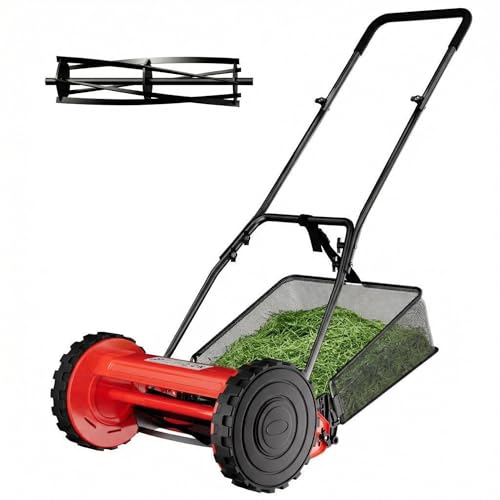 Garvee 14 Cordless Reel Lawn Mower with Grass Catcher