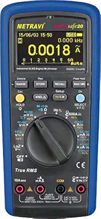 Metravi Metrasafe-20 Industrial Digital Multimeter with jumbo screen, LoZ, TRMS, Data Logging, Bluetooth
