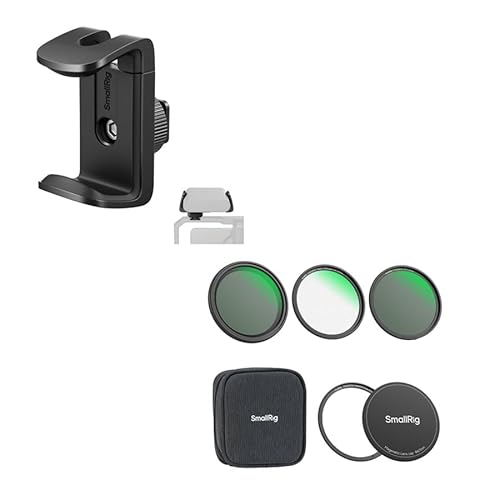 SMALLRIG Bundle Power Bank Holder with Cold Shoe Mount 4600 5-in-1 Magnetic 67mm Lens Filter Kit: VND + CPL + Black Mist 1/4 + Threaded Adapter Ring + Magnetic Lens Cover + Storage Bag 4726