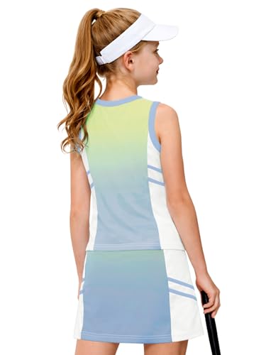 Image of AOBUTE Girls Tennis Golf Outfit Tank Top and Skirt with Shorts Set 4-12 Years