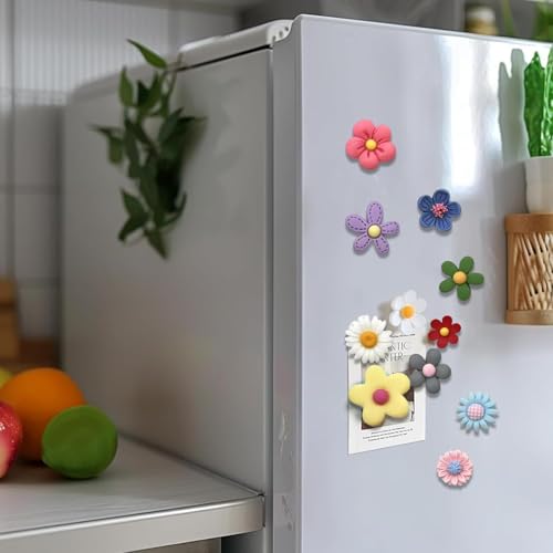 Image of 10 PCS Mini Vase Fridge Magnets, Floral Decorative Decor for Kitchen, Office, Whiteboard, Locker, Ideal for Adults, Flower Lovers, Office Workers, Parents