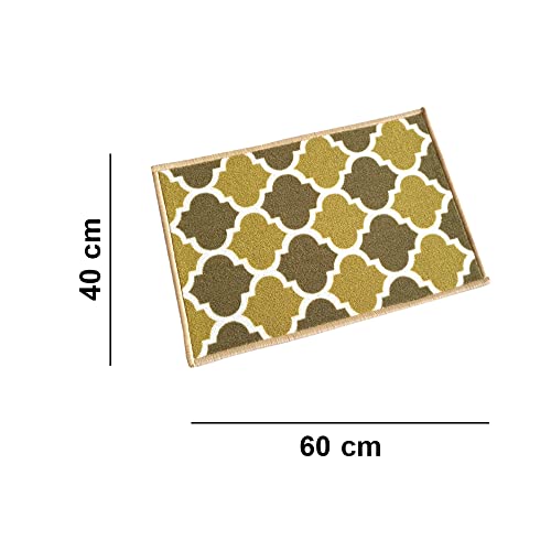 Image of Matz&More Trellis Islamic Floor Mat | 40x60 CM | Two Toned Olive | Nylon Tufted Gel Baking Anti-Slip | Doormat for Home Entrance, Kitchen & Bedroom